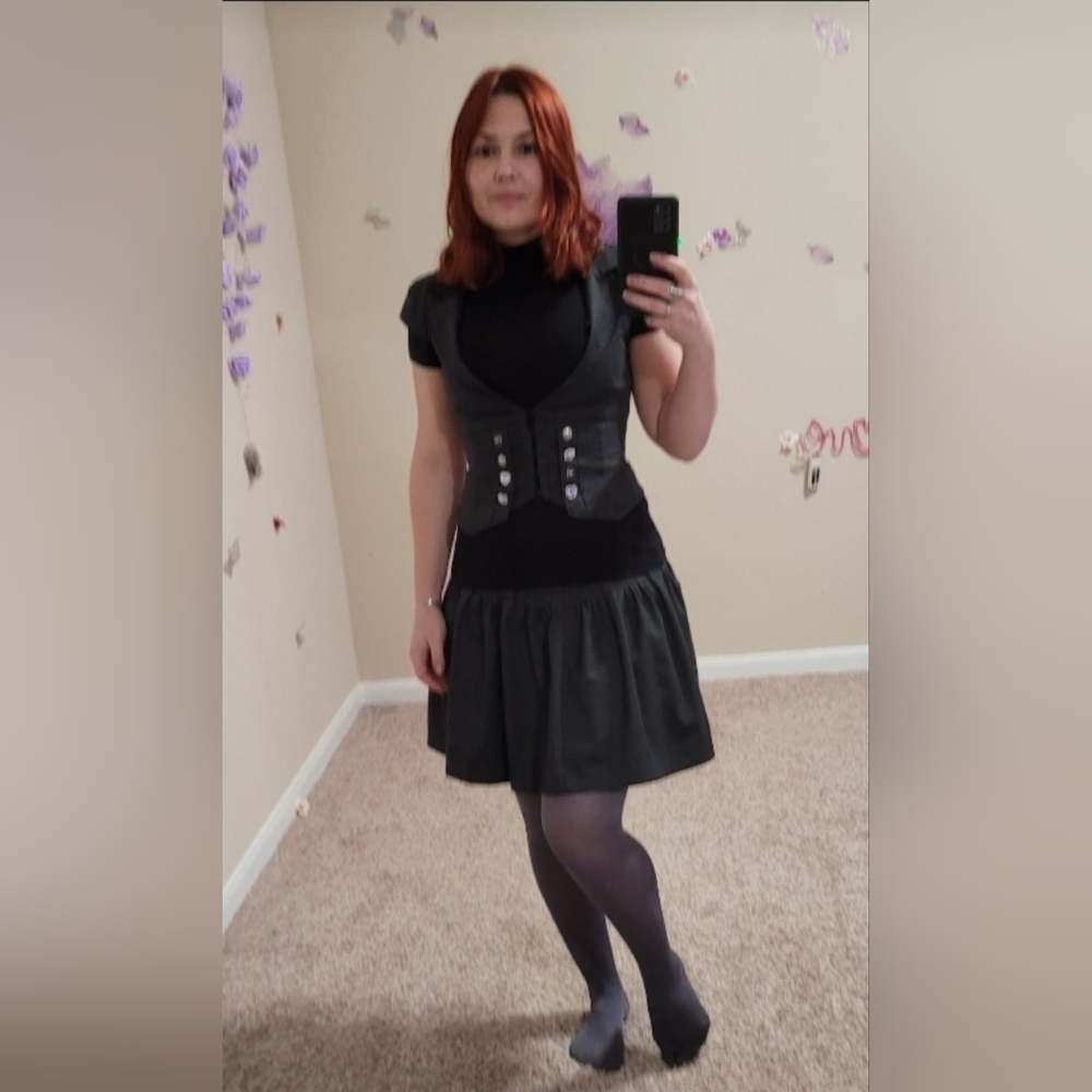 Armani Exchange Charcoal Gray Skater Skirt